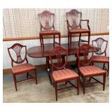 TABLE W/ 6 MATCHING SHIELD CHAIRS
