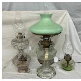 EARLY PATTERN GLASS OIL LAMPS