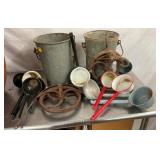 DIPPERS, WELL PULLY, BUCKETS, ETC