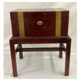 CHEST ON STAND W/GOLD INLAY 