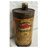 1QT. MOBILOIL "A" CAN W/GARGOYLE 