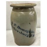 1/2G.  DONAGHHO BLUE DECO POTTERY CROCK 