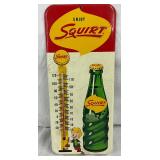 1961 Embossed Squirt Metal Thermometer Sign, 6″ x 13 1/2″