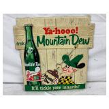 17 1/2″ x 17 1/2″ Mountain Dew Embossed Plastic Advertising Sign with Easel Back