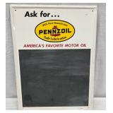 1965 Pennzoil Metal Self-Framed Menu Board, 17 1/2 x 23 1/2 Inches