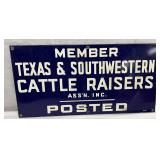 20×10 Porcelain Texas & Southwestern Cattle Raisers Association Member Sign