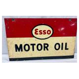 1947 Esso Motor Oil Two-Sided Metal Sign, 17 1/2 x 11 Inches