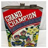 Vintage 2-Gallon Grand Champion Special Motor Oil Can