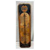 Gulf No-Nox Gasoline and Motor Oil Advertising Thermometer, 7.5 x 27 Inches