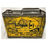 Half-Gallon Metal Liberty Motor Oil Can with Car Graphic
