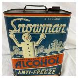 2-Gallon Snowman Brand Alcohol Anti-Freeze Tin Can