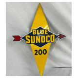 15×20 Early Blue Sunoco 200 Porcelain Pump Plate with Arrow Design