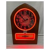 Rare 1930s Telechron Neon Advertising Clock With Rotating Advertisements