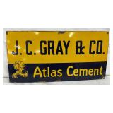 22 x 11 Inch J.C. Gray & Co. Atlas Cement Metal Sign