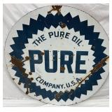 42-Inch Porcelain Double-Sided Sign for The Pure Oil Company, U.S.A.