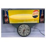 Pepsi-Cola Illuminated Metal Advertising Clock and Sign, 26×19 Inches