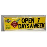Self-Framed Embossed Metal Advertising Sign for Tom Collins Jr. Lemon Drink, 53 x 17 1/2