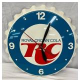 Unusual 18-Inch RC Cola Button Cap Clock