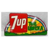 1971 7UP ‘The Uncola’ Metal Counter Sign, 24 x 12 Inches