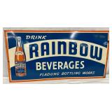 24 x 12 Embossed Metal Sign for Rainbow Beverages by Fladung Bottling Works