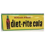 Embossed Diet-Rite Cola Metal Sign, 32 x 12 Inches, Self-Framed