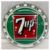 12-Inch 7-Up Pam Thermometer with Glass Front and Metal Backer, 1960