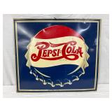 30 1/2 x 26 1/2 Inch Double Dot Pepsi-Cola Metal Sign