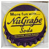 36-Inch 1958 NuGrape Soda Metal Advertising Cap Sign