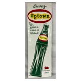 1966 Embossed ‘Uptown’ Self-Framed Soda Advertising Sign, 17 1/2 x 53