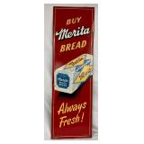 Embossed ‘Buy Marita Bread’ Vertical Tin Advertising Sign, 17 x 54 Inches