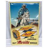 1952 Merita Bread ‘The Lone Ranger’ Tin Advertising Sign, 24×36 Inches