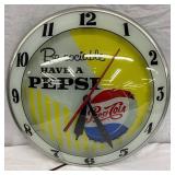 Original "Be Sociable Have a Pepsi" Pepsi-Cola Advertising Wall Clock with Light-Up Featur