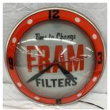 Original Fram Filters Double Bubble Glass Advertising Clock