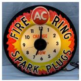 16-Inch AC Spark Plug Fire Ring Clock with Embossed Plastic Front