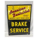 1955 American Brakelok Embossed Metal Advertising Sign, 17 1/2 x 24 Inches