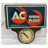 21 x 21 AC Spark Plugs Advertising Clock with Coralox Insulator Panel