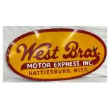 49 1/2 x 25-Inch West Bros. Motor Express Porcelain Sign