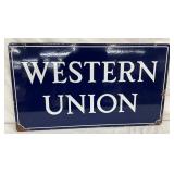 30 x 17 Porcelain Two-Sided Western Union Advertising Sign