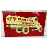 1927 Pankey Oils Metal Advertising Sign, 22 x 14 Inches