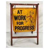 Double-Sided 18 1/2 x 27-Inch ‘Reddy Kilowatt’ Street Sign on Metal Frame