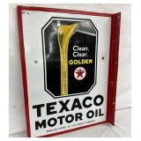 17 1/2 x 23 Porcelain Texaco Motor Oil Flange Sign