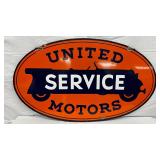 Original 48×29 In. Porcelain United Service Motors Oval Sign