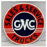 42-Inch Porcelain GMC Sales & Service Trucks Sign
