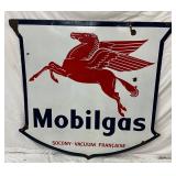 5-Foot Porcelain Mobilgas Shield Sign With Pegasus Logo