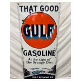 Porcelain Gulf Gasoline Advertising Sign, 27 1/2″ x 60 1/2″