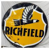 6ft Porcelain Double-Sided Richfield Gasoline Sign with Eagle Logo