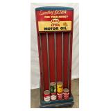 Esso Islander Two-Sided Oil Can Display with Original Signs, 19in. wide 59 Inches Tall