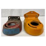 Pair Original Cast-Iron Air Meter Bases, Red and Yellow