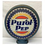 15-Inch Metal-Body Purol-Pep Gas Pump Globe with Glass Lenses