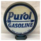 15in. Purol Gasoline Gas Pump Globe with Metal Body and Glass Panels